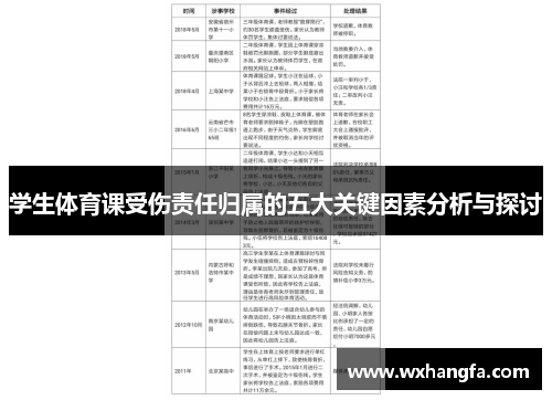 学生体育课受伤责任归属的五大关键因素分析与探讨